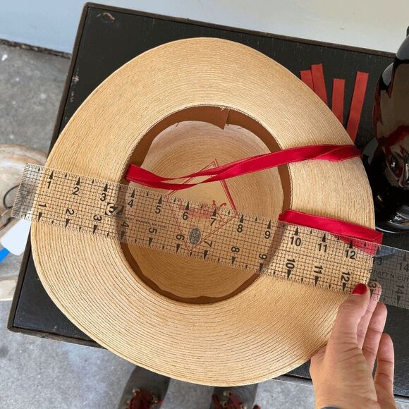 Vintage 50s/60s Gondolier Straw Hat Italy - Red Ribbon Trim, Antonio Toffani - Picture 9 of 12